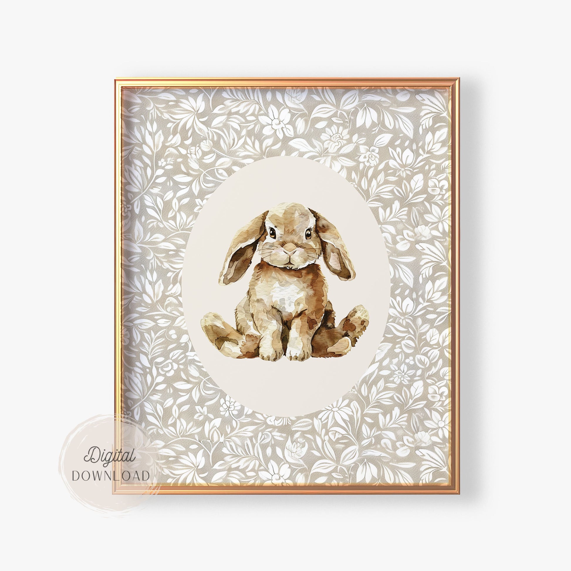 Soft Bunny Nursery Art – Vintage-Inspired Wall Print
