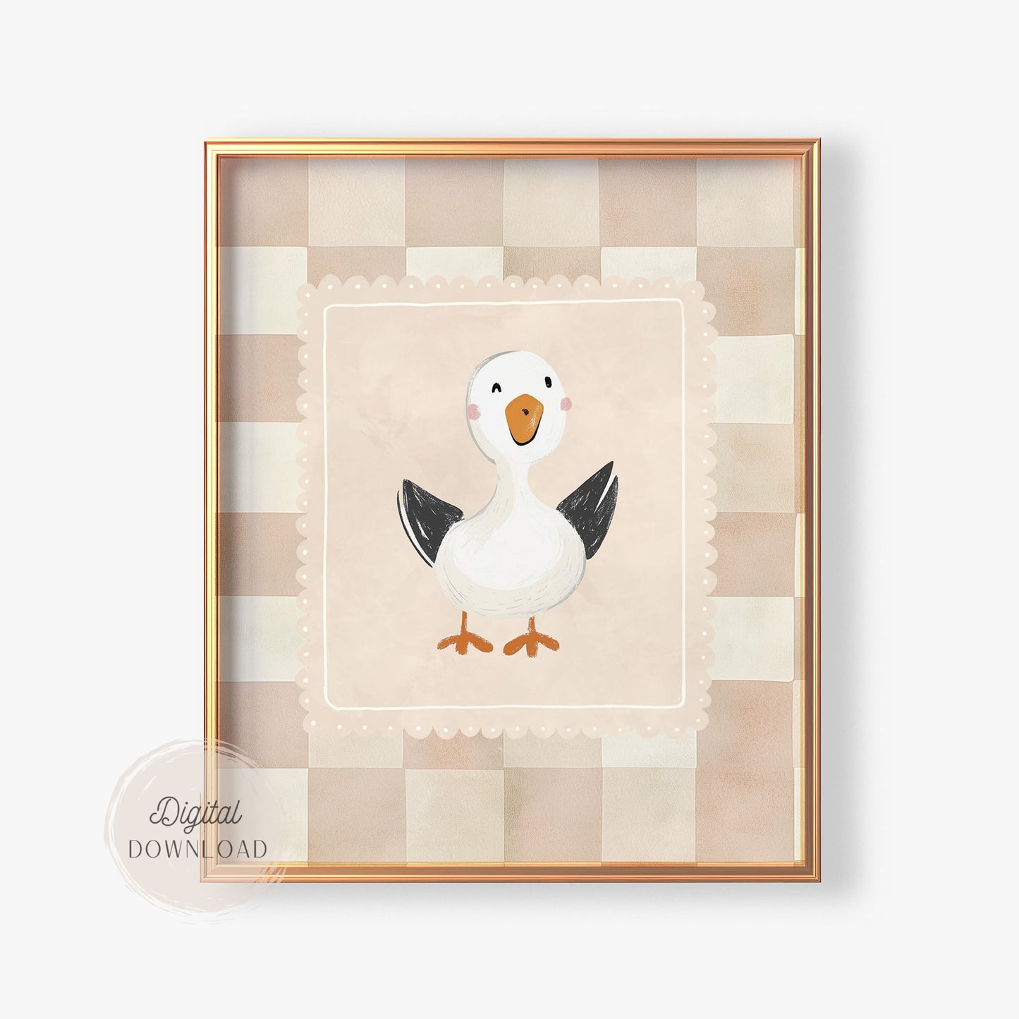 Charming Goose Illustration – Rustic Farmhouse Wall Art
