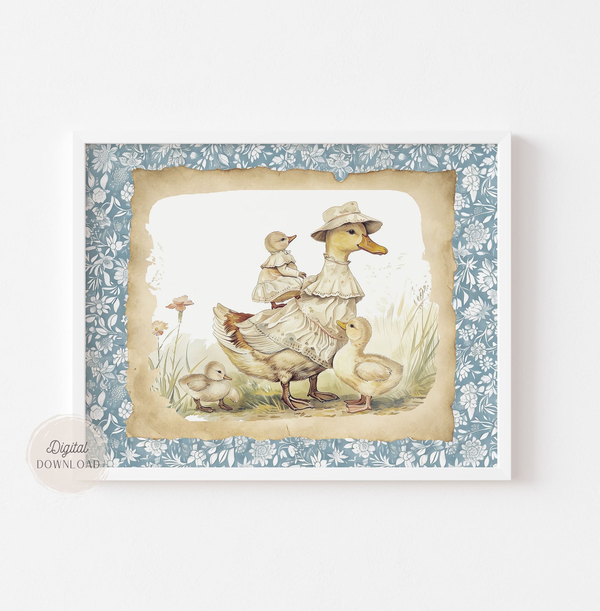 Whimsical Duck Family Wall Art – Vintage Farmhouse Design
