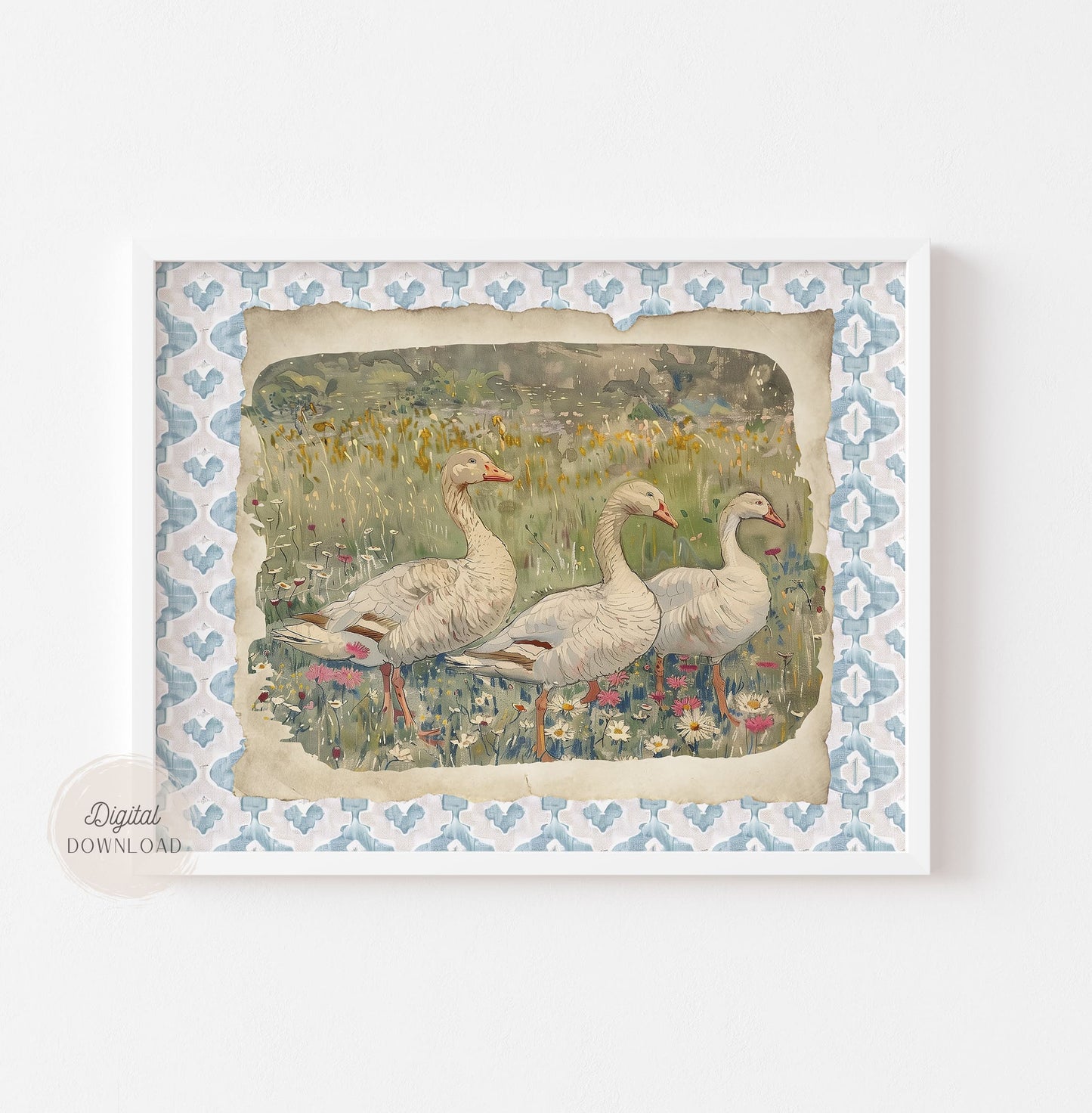 Rustic Goose Wall Art – Tranquil Pasture Landscape