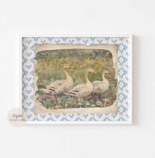 Rustic Goose Wall Art – Tranquil Pasture Landscape