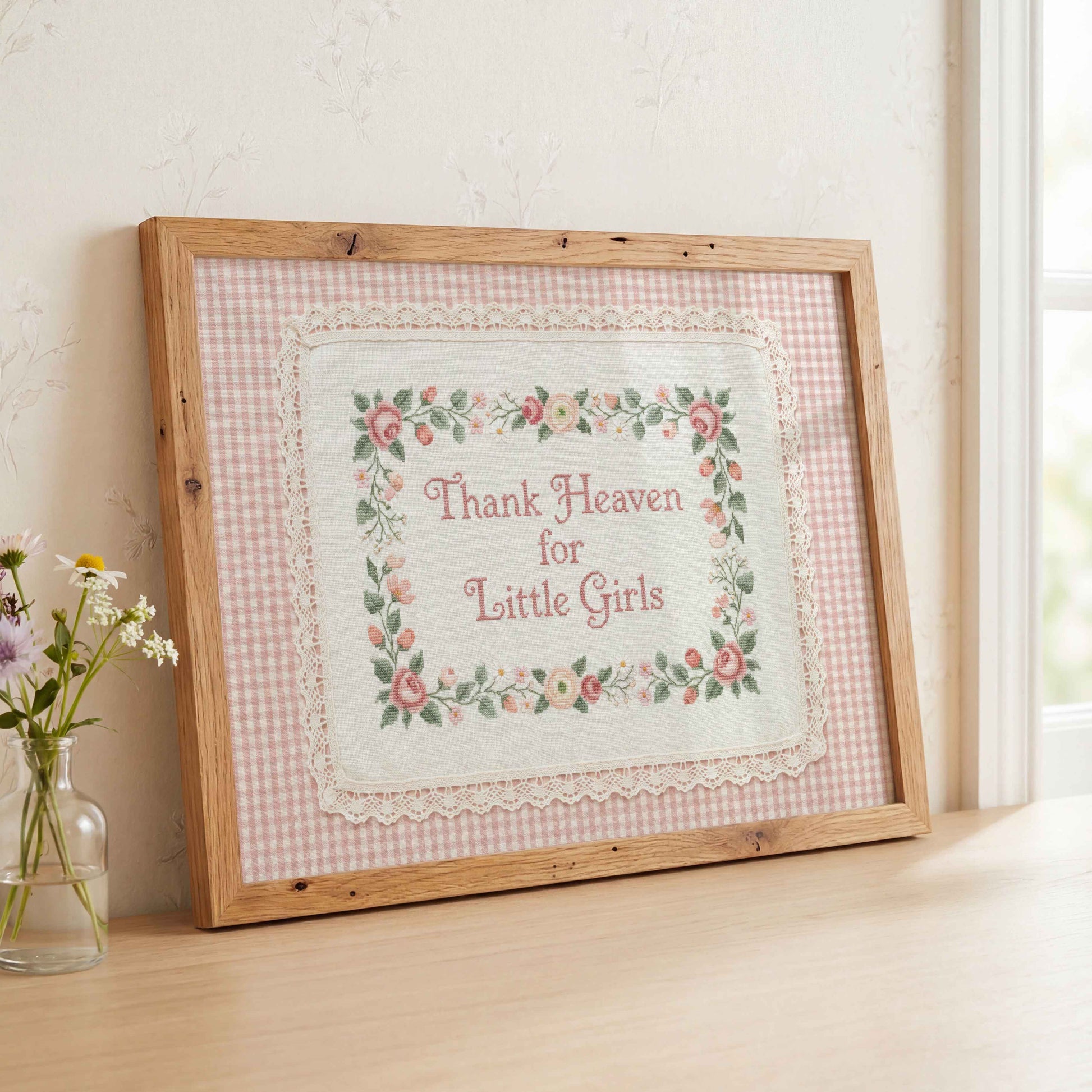 Grandmillennial nursery wall art in a baby girl room
