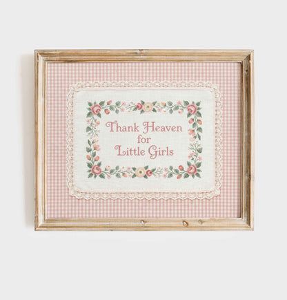 Rectangular lace nursery sign with rose pink lettering