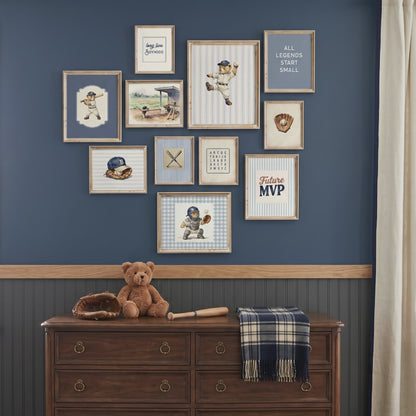 Vintage Baseball Teddy Bear Nursery Gallery Wall Set - 11 Printable Posters
