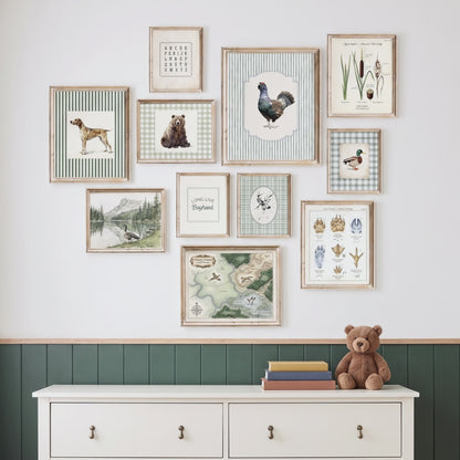 Vintage Hunting Lodge Nursery Gallery Wall Set - 11 Printable Posters