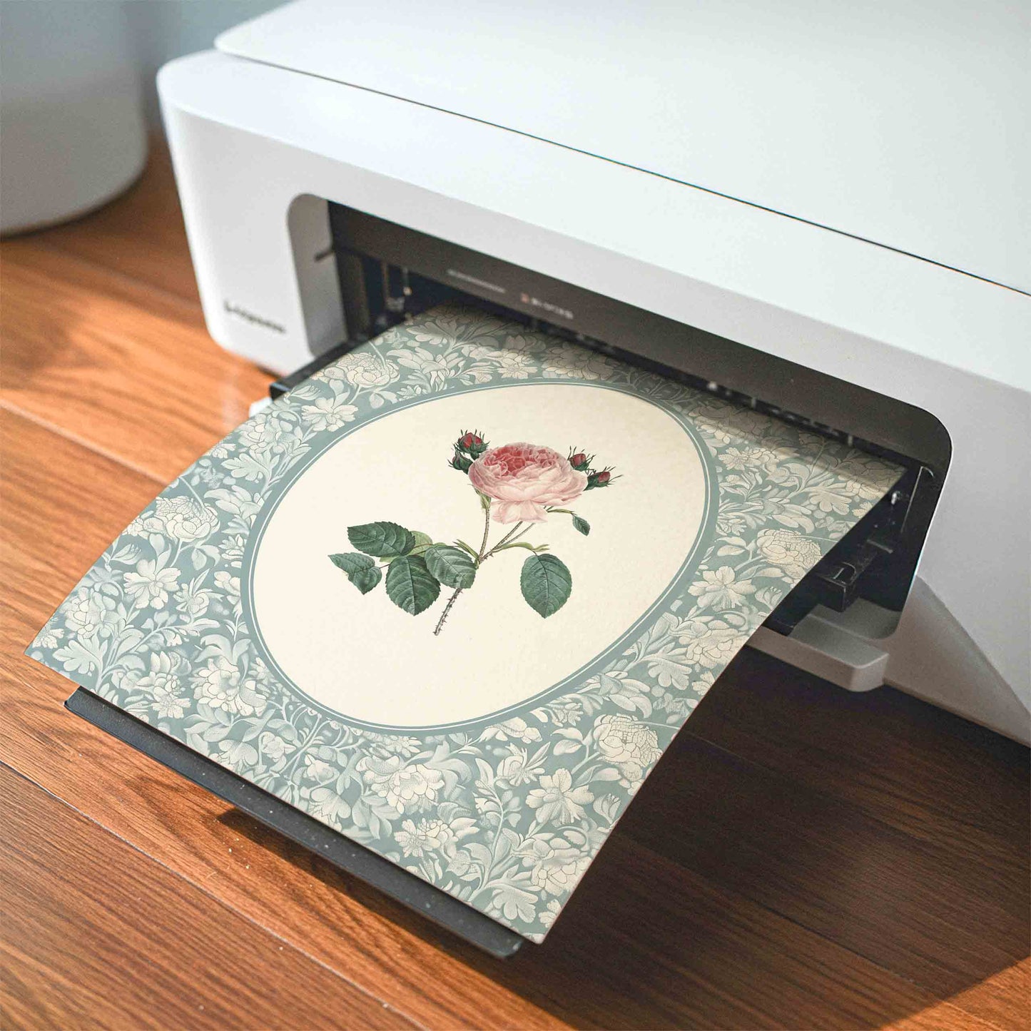 Vintage Pink Rose Bouquet on Blue - Set of 3