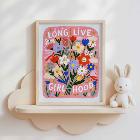 Long Live Girlhood quote print for a craft nook or girls bedroom