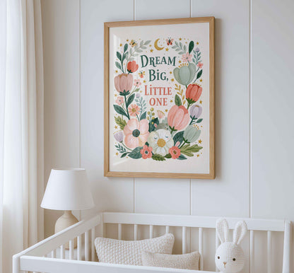 Retro wall art featuring tulips and poppies in blush, coral and lilac