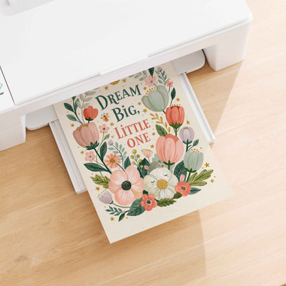 Retro tulip and poppy floral print in blush, coral, sage and lilac