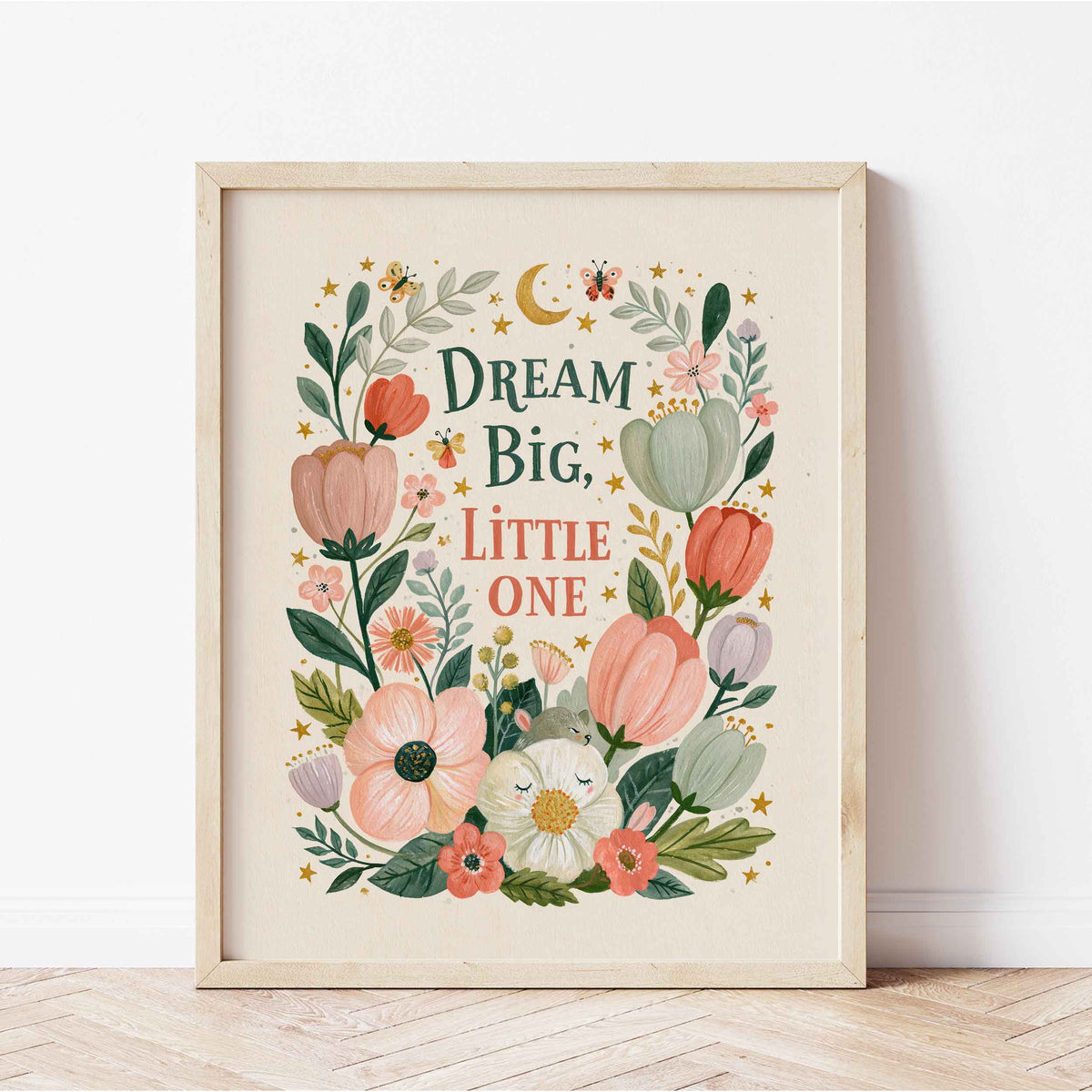 Retro wall art with two small butterflies