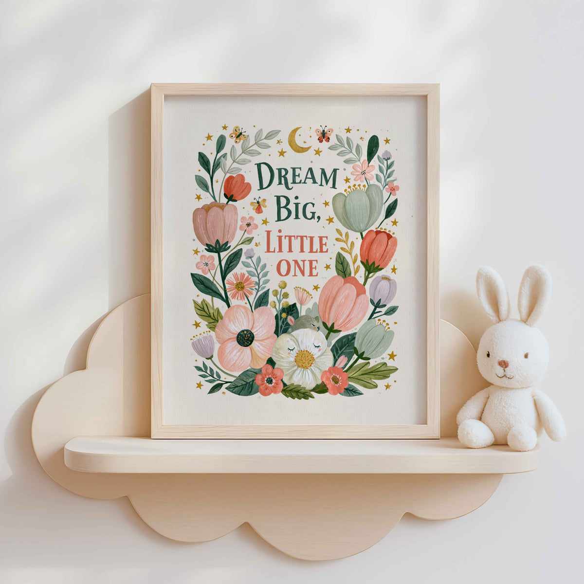 Dream Big, Little One quote print for a baby girl nursery