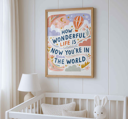 Retro wall art featuring a striped orange balloon