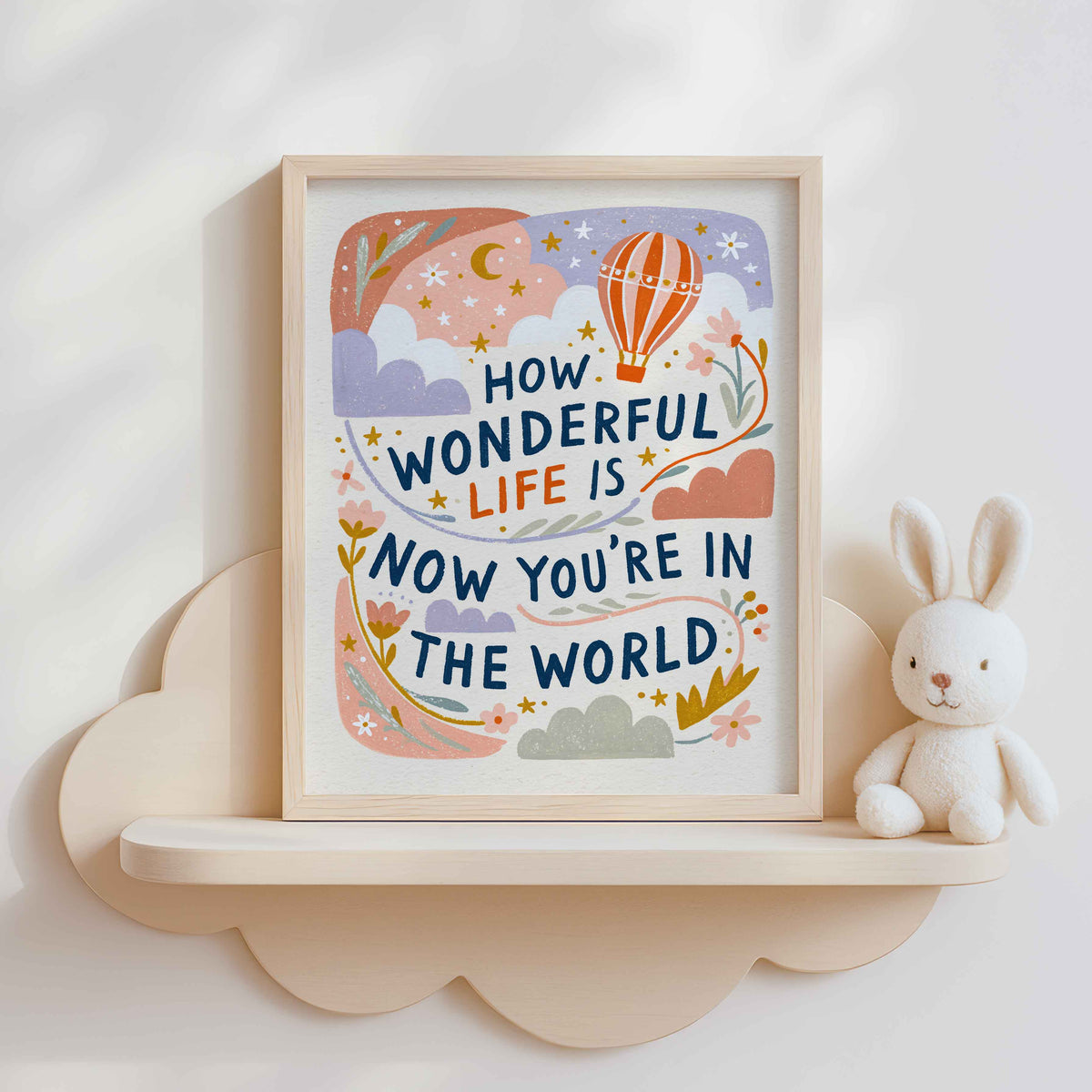 Retro hot air balloon quote print for a nursery or playroom