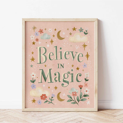 Retro wall art with crescent moons and twinkling stars