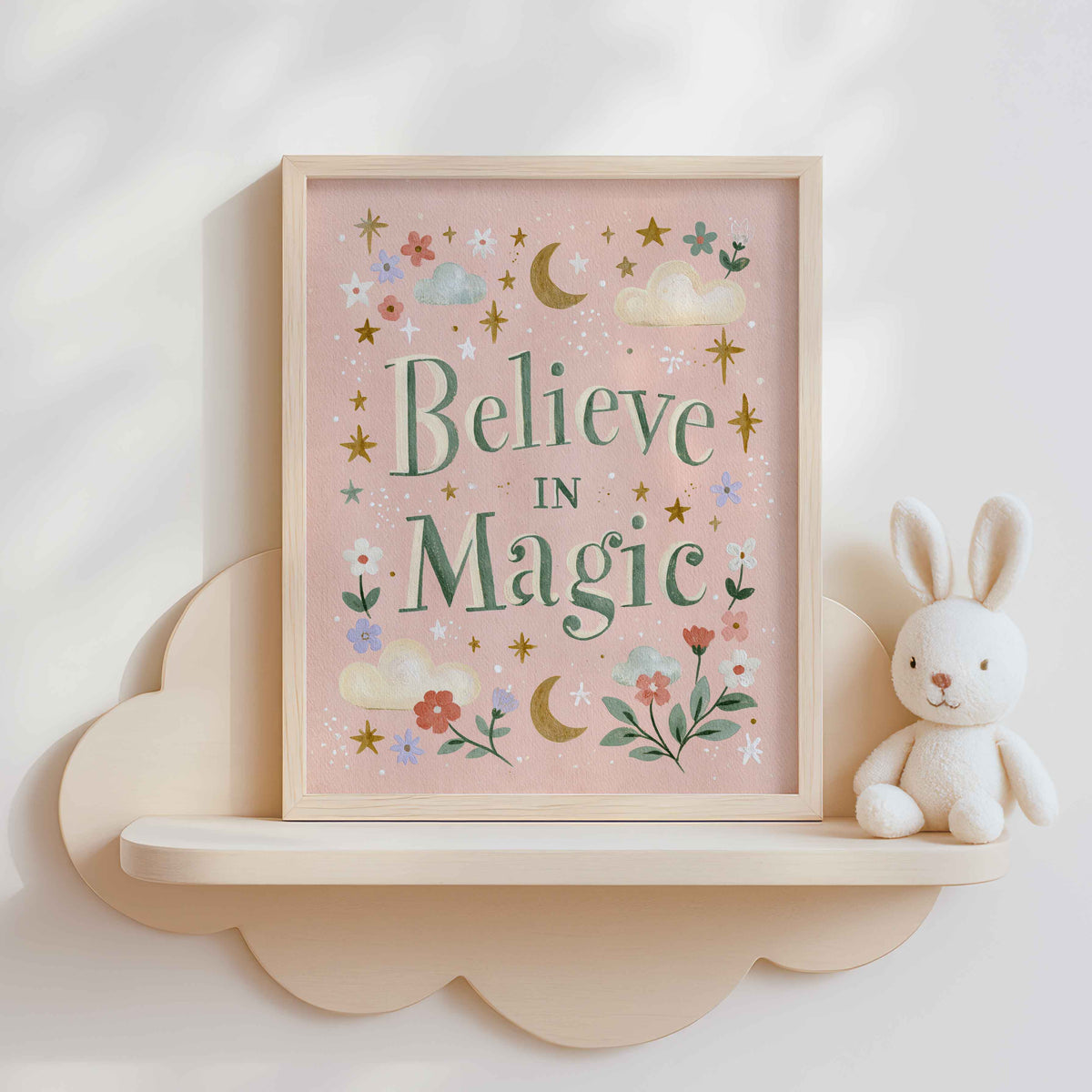 Believe In Magic quote print for a reading chair corner
