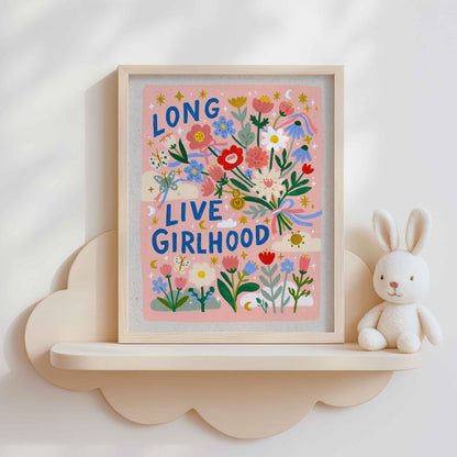 Long Live Girlhood quote print for a girls bedroom