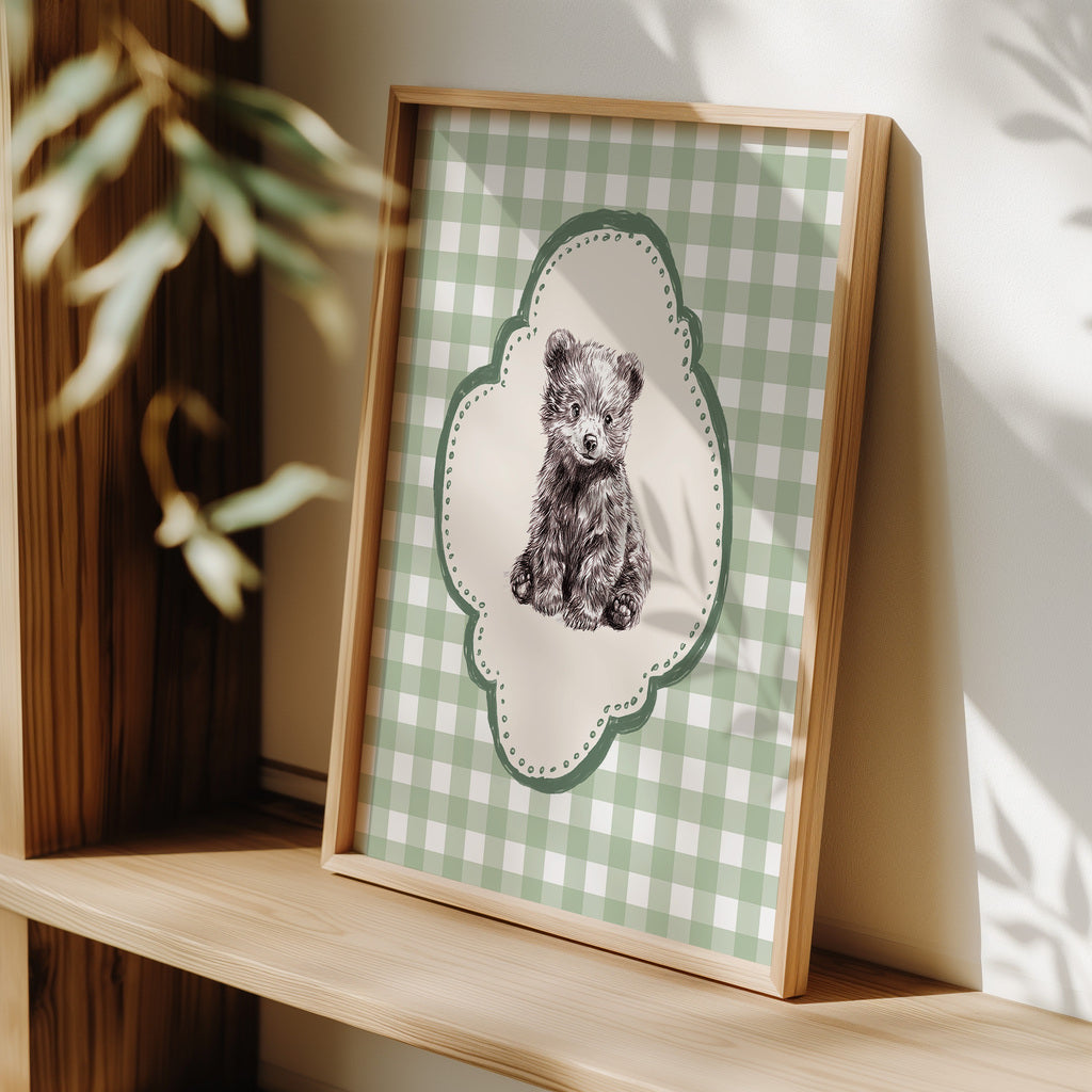 Bear Nursery Wall Art Set – Vintage Animal Illustrations for Baby Room