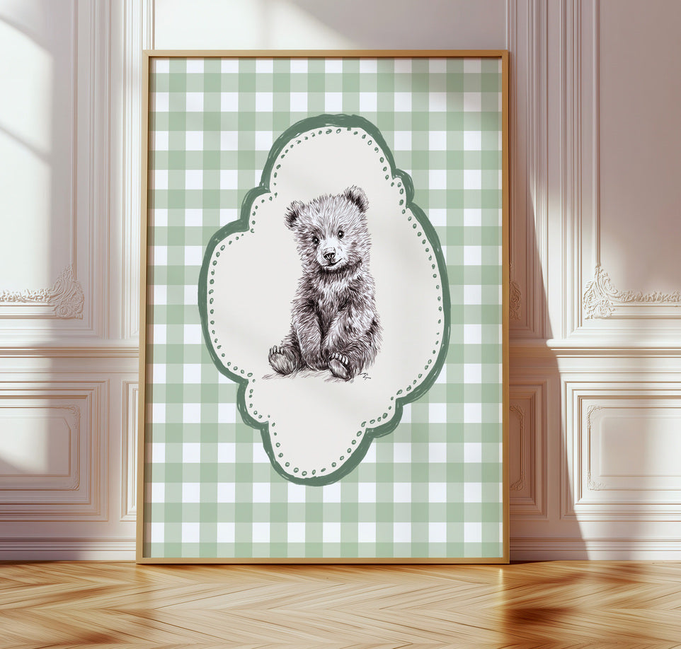 Bear Nursery Wall Art Set – Vintage Animal Illustrations for Baby Room