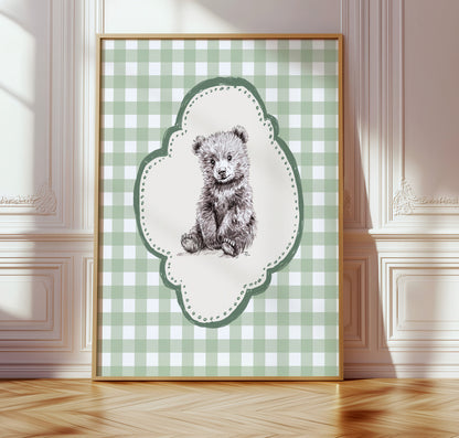 Bear Nursery Wall Art Set – Vintage Animal Illustrations for Baby Room