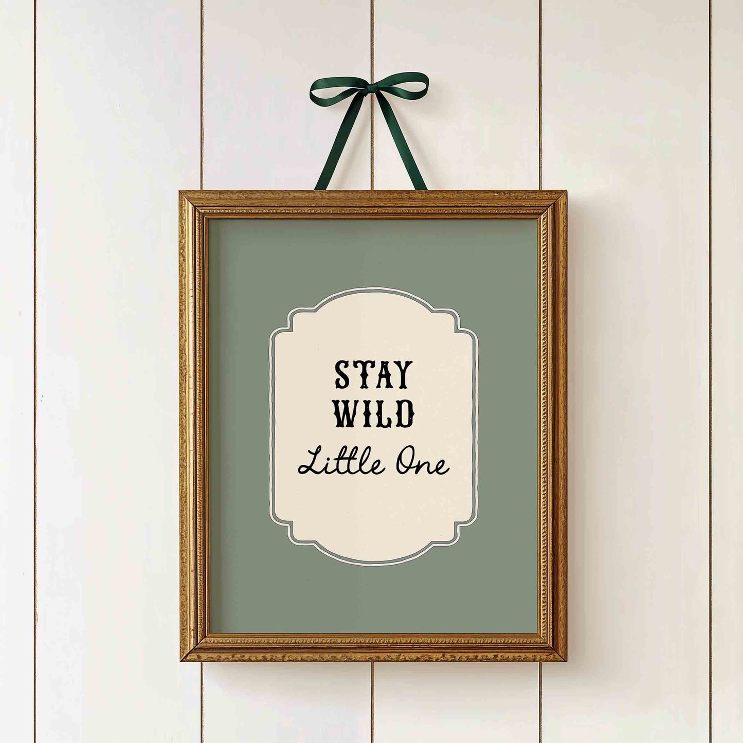 Stay wild little one typography print for a rustic hunting lodge nursery room