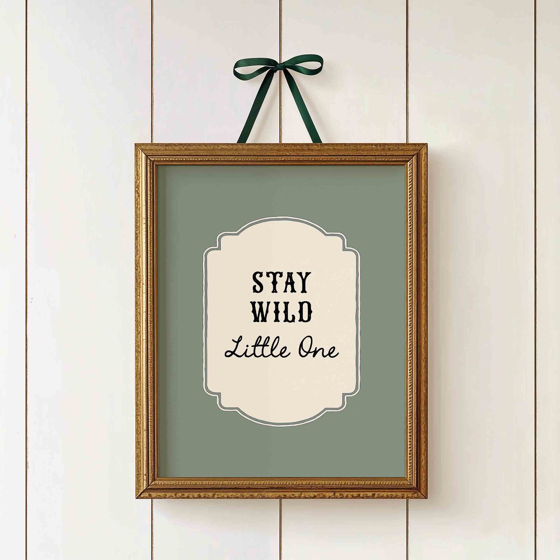 Stay wild little one typography print for a rustic hunting lodge nursery room