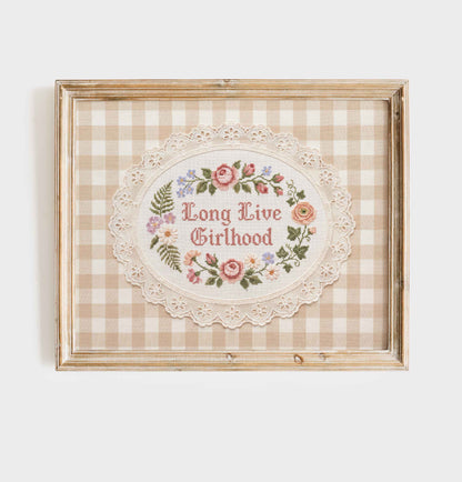 Cottagecore nursery sign with scalloped oval lace doily