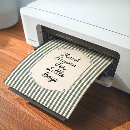 Thank heaven for little boys typography print styled being printed for a nursery room