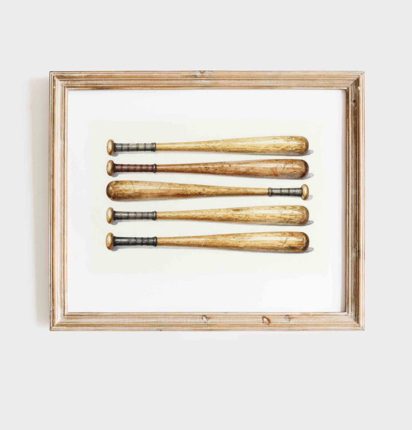 Vintage baseball bats bundle print styled for a boys nursery room decor