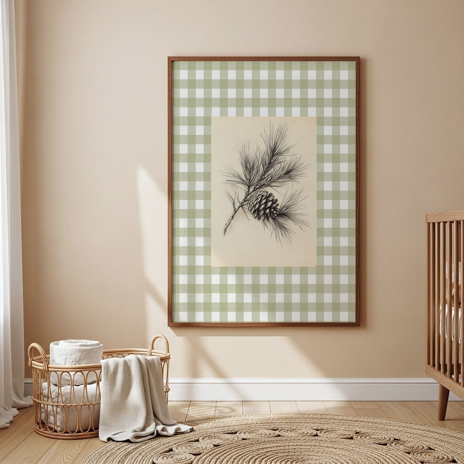Vintage botanical plant sketch print for a gender neutral nature nursery