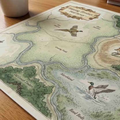 Vintage field map landscape print styled for an antique nature nursery room