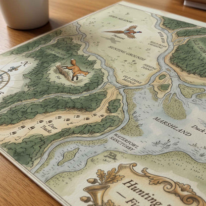 Vintage hunting survey map print styled for a woodland boys nursery room