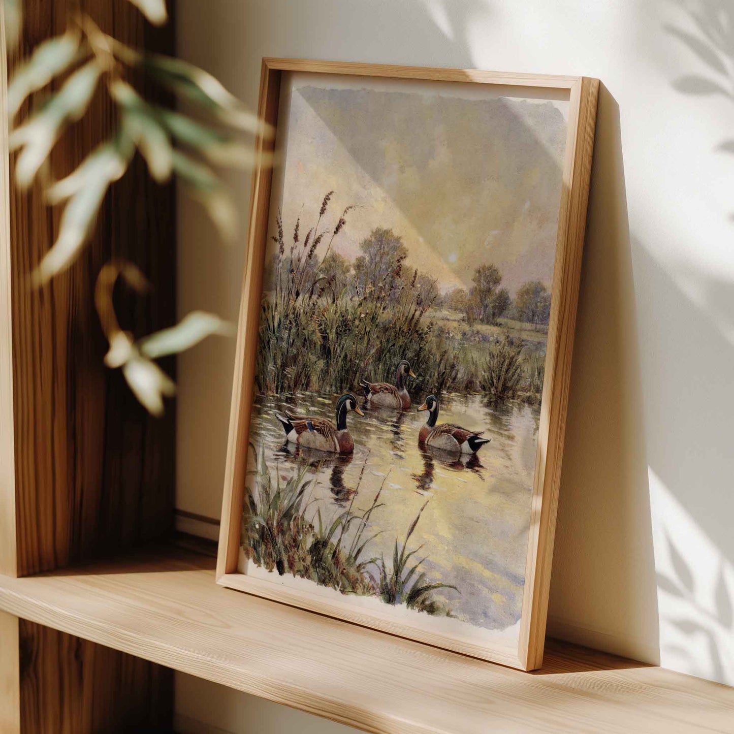 Vintage lake landscape with duck print styled for a woodland boys nursery room