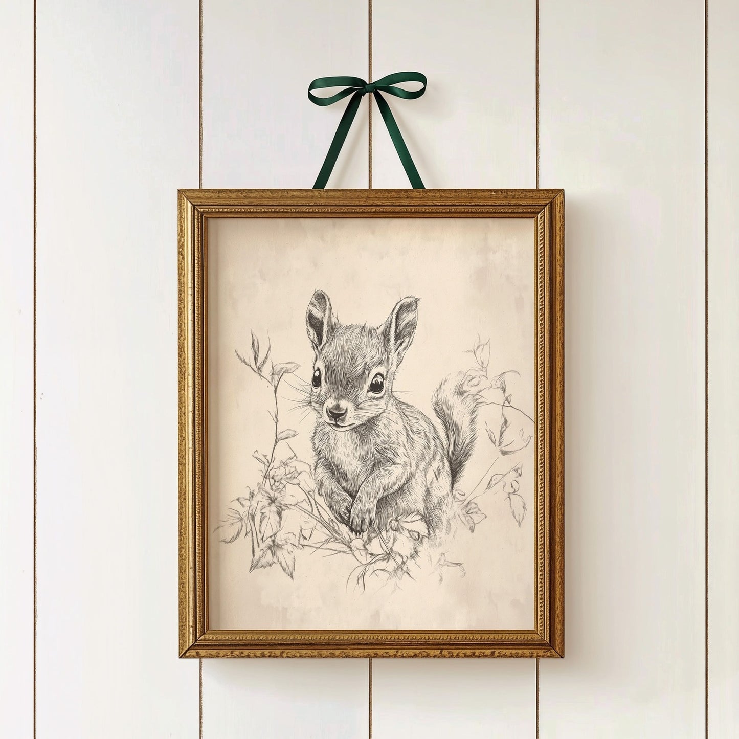 Vintage pencil sketch bear print for a rustic cabin woodland nursery room