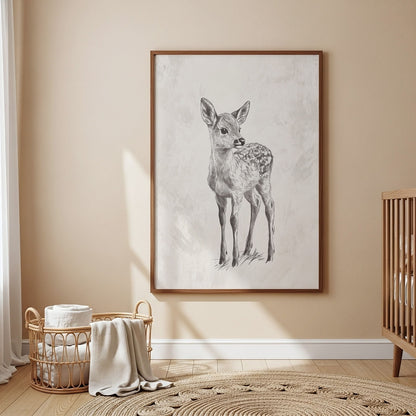 Vintage pencil sketch squirrel print for a rustic gender neutral nursery room