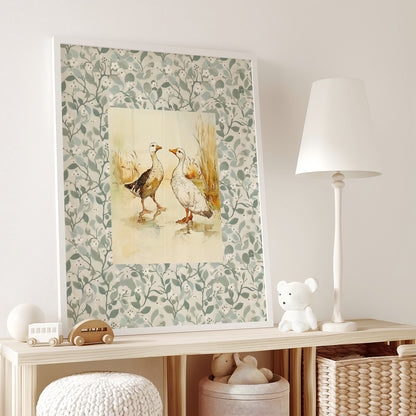 Vintage pine forest landscape print for an adventurous mountain nursery room