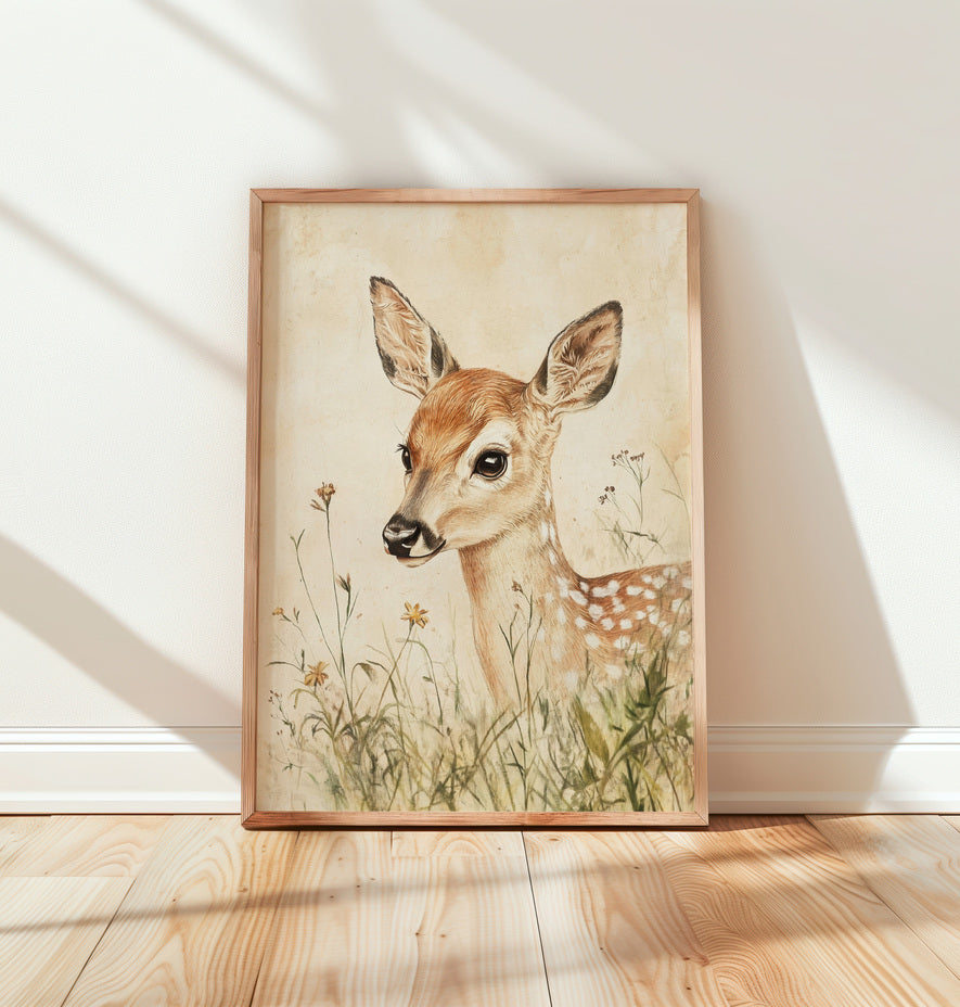 Watercolor bear and cub forest print for a heartwarming nursery room