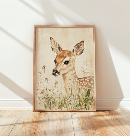 Watercolor bear and cub forest print for a heartwarming nursery room