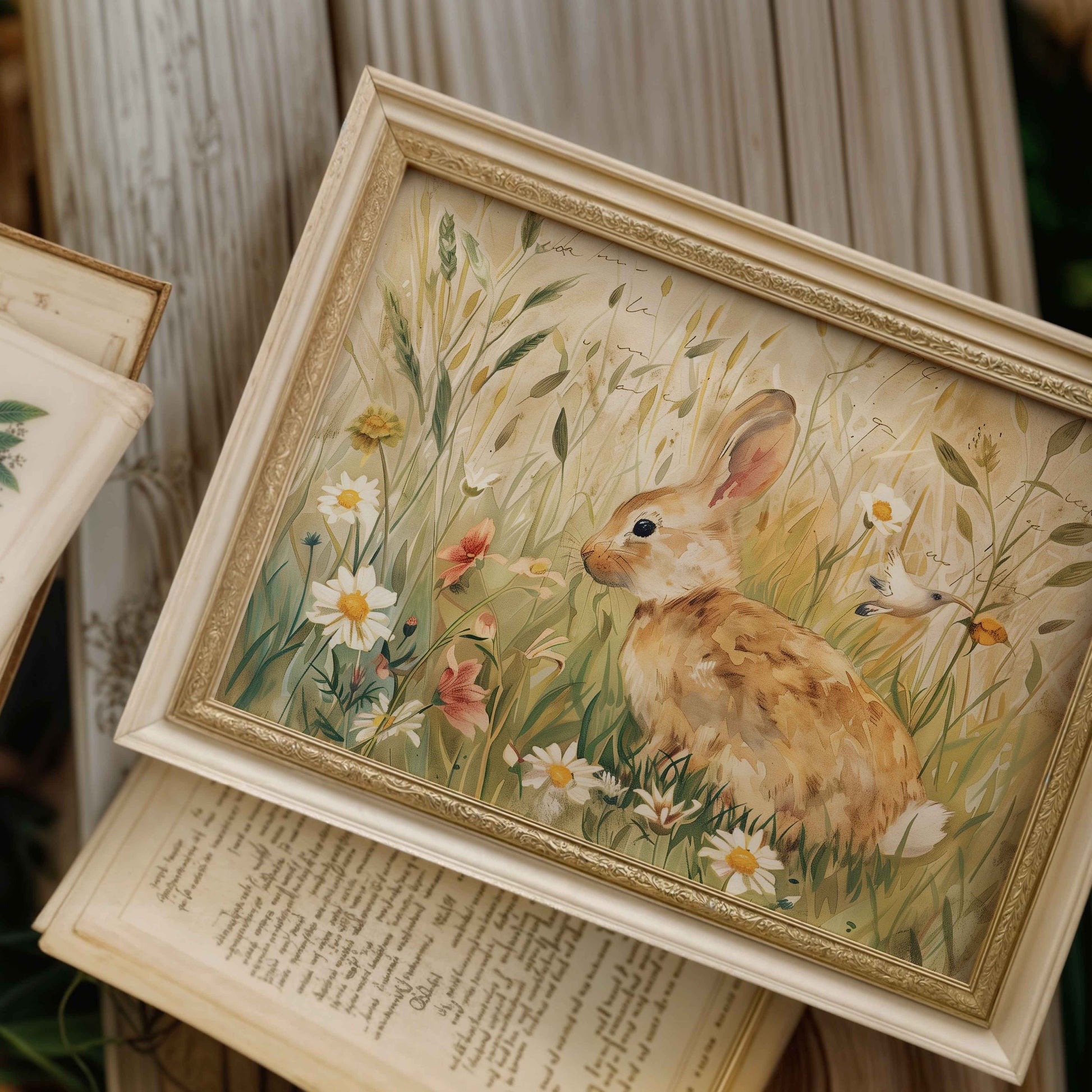 Antique inspired watercolor deer print for a nostalgic forest wildlife nursery room