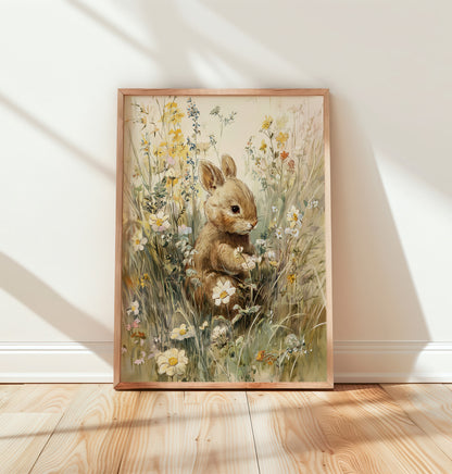 Watercolor forest wildlife print for a whimsical storybook woodland nursery room