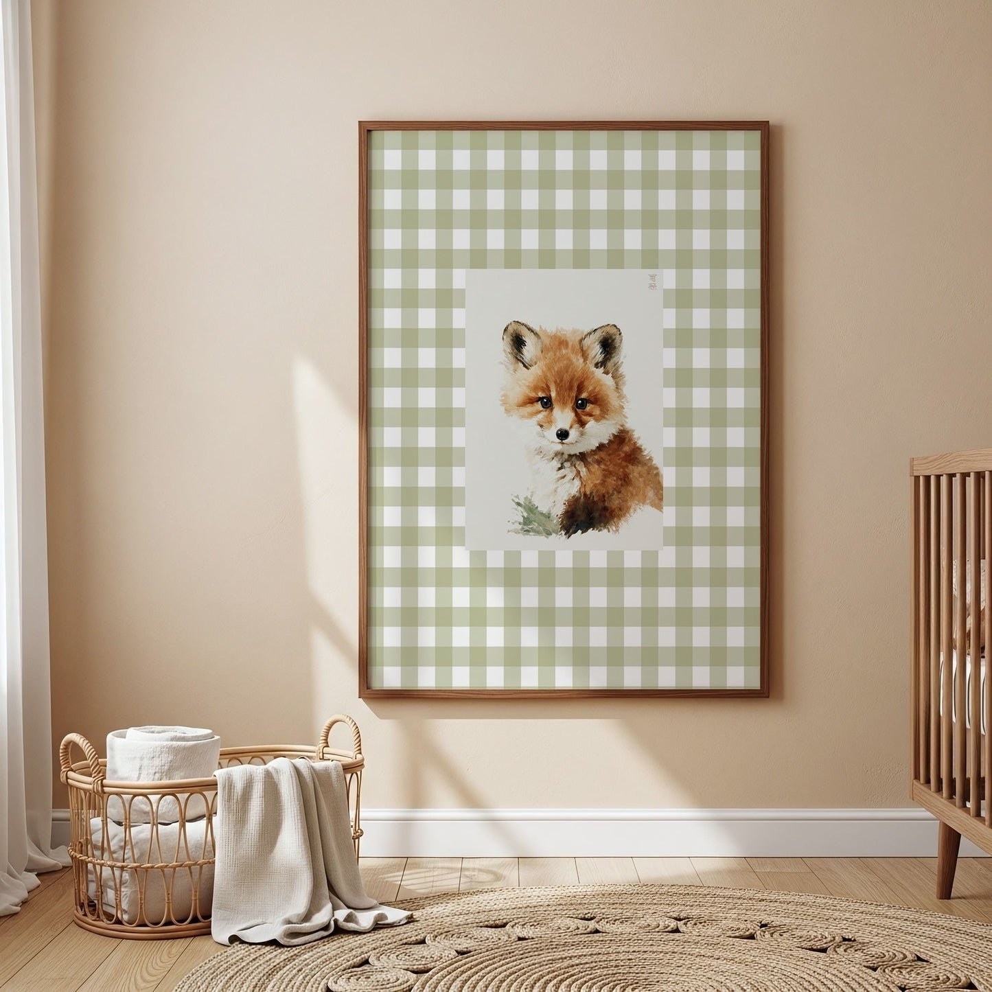 Watercolor fox forest print for a typography quotes gender neutral nursery