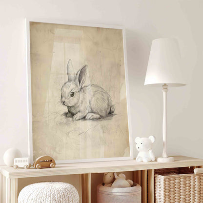 Watercolor fox print in natural organic tones for a rustic pine nursery room