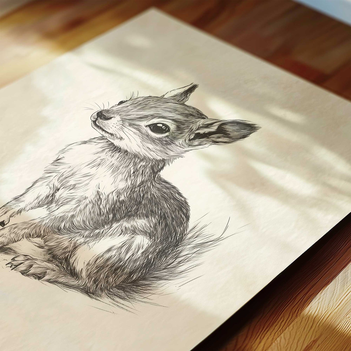 Watercolor woodland animal print in warm cream tones for a nostalgic nursery wall