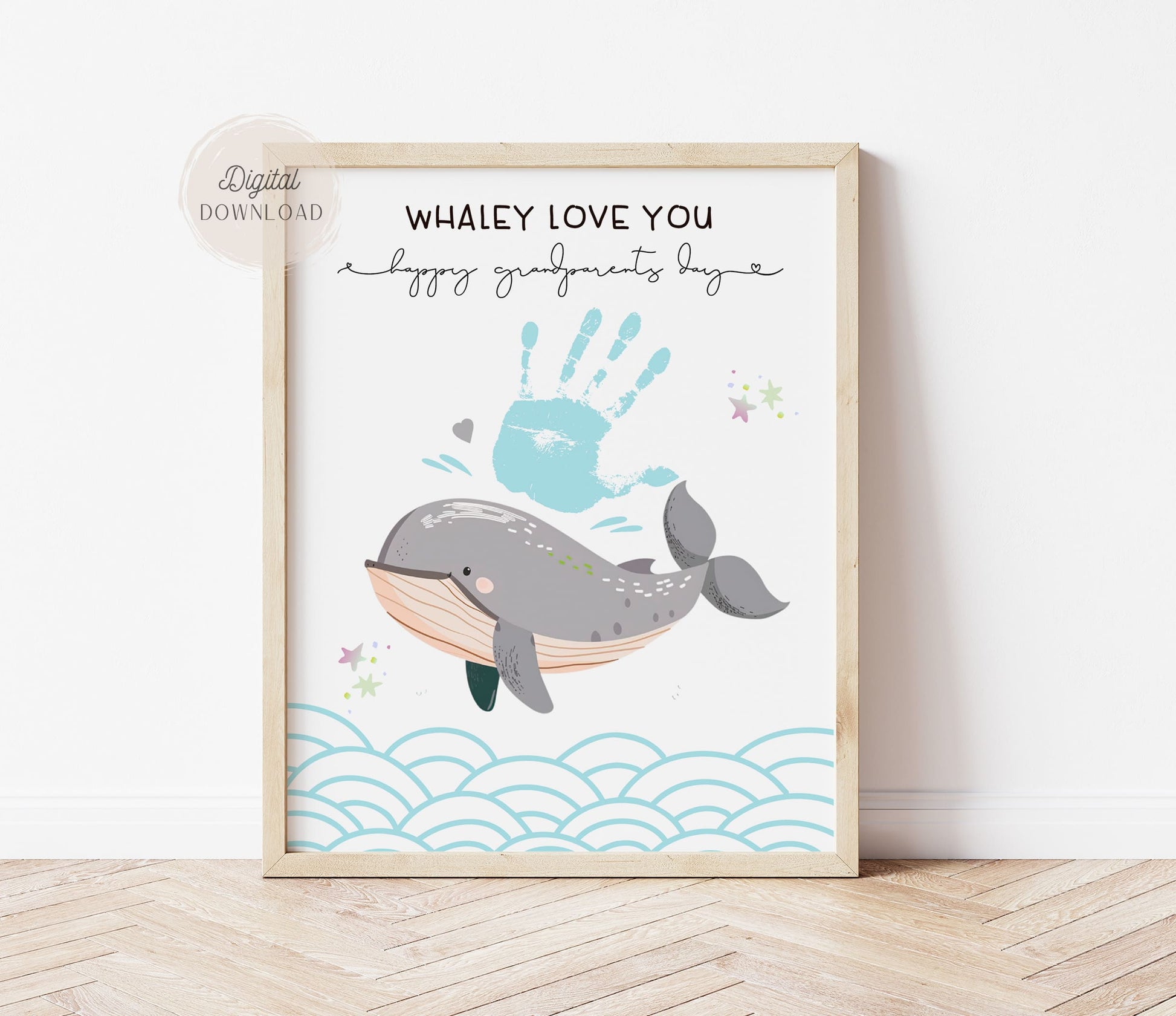 Whaley Love You whale handprint keepsake craft template