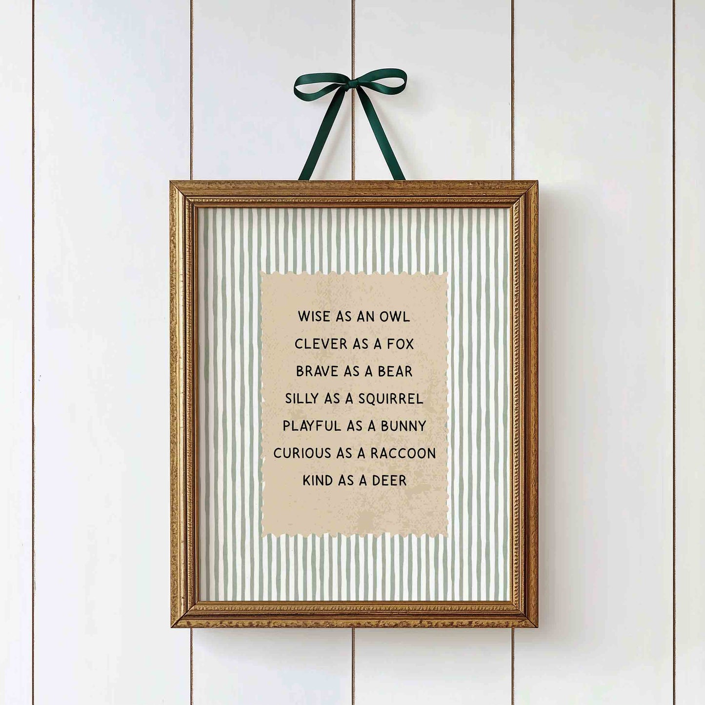 Wise as an owl woodland animal qualities typography print for a nursery room