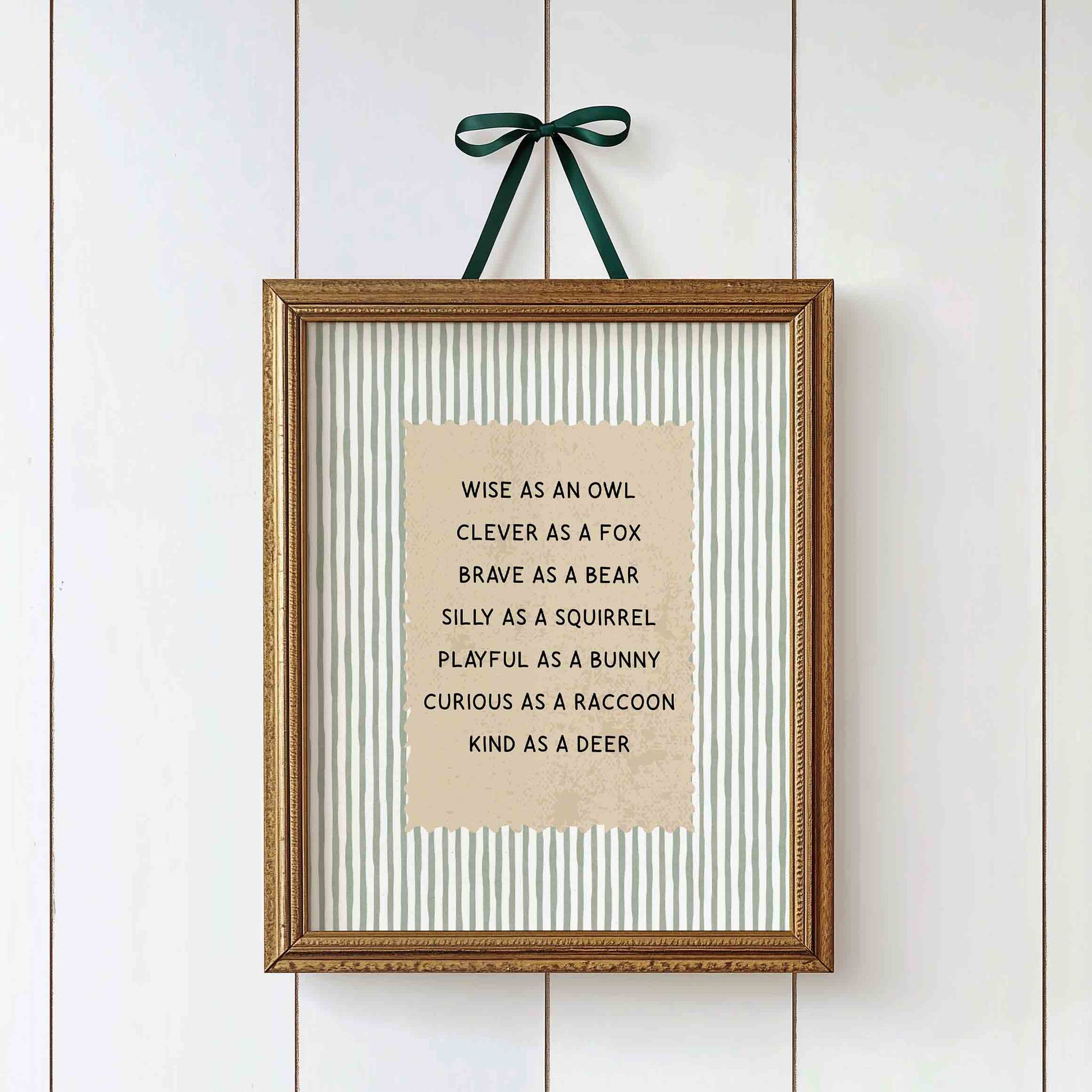 Wise as an owl woodland animal qualities typography print for a nursery room