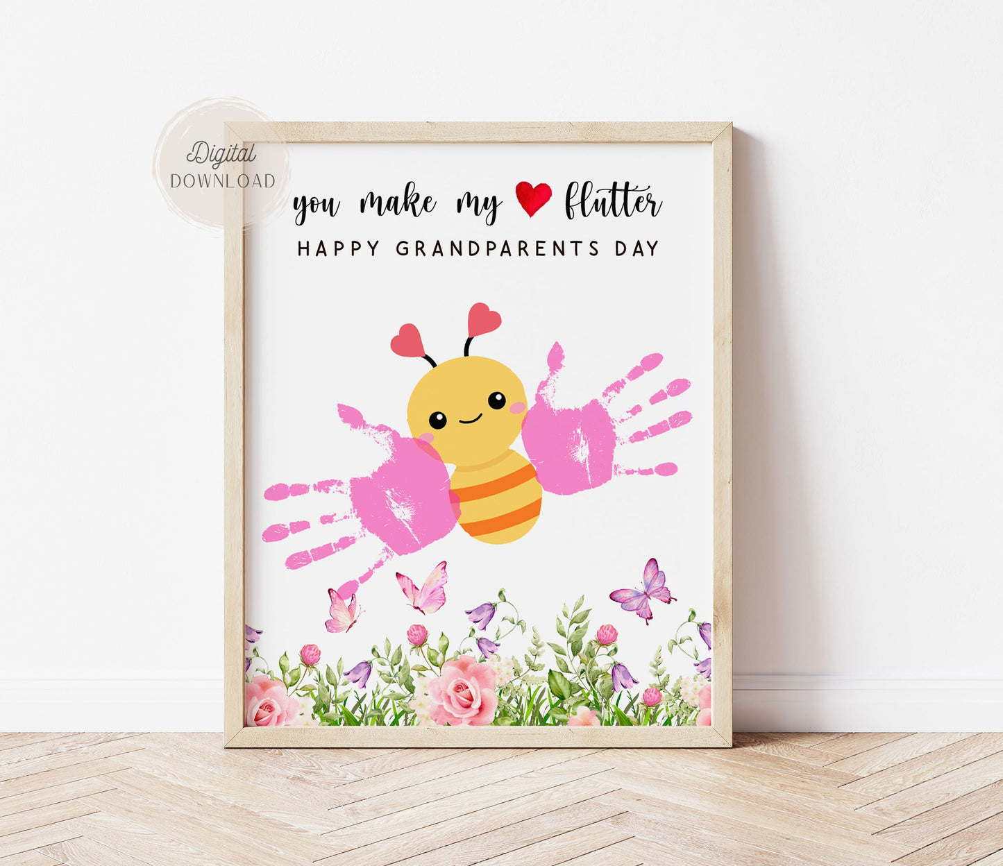 You Make My Heart Flutter butterfly handprint keepsake craft template