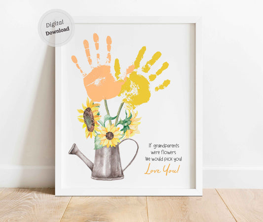 Grandparents day crafts printable for two Handprint