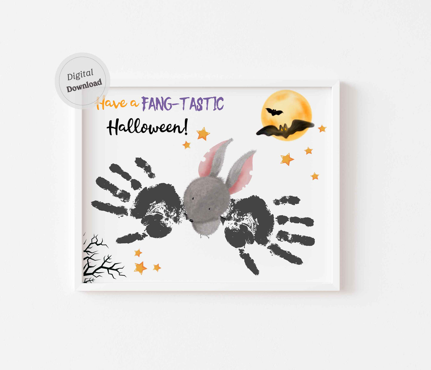 Halloween Bat hand print art