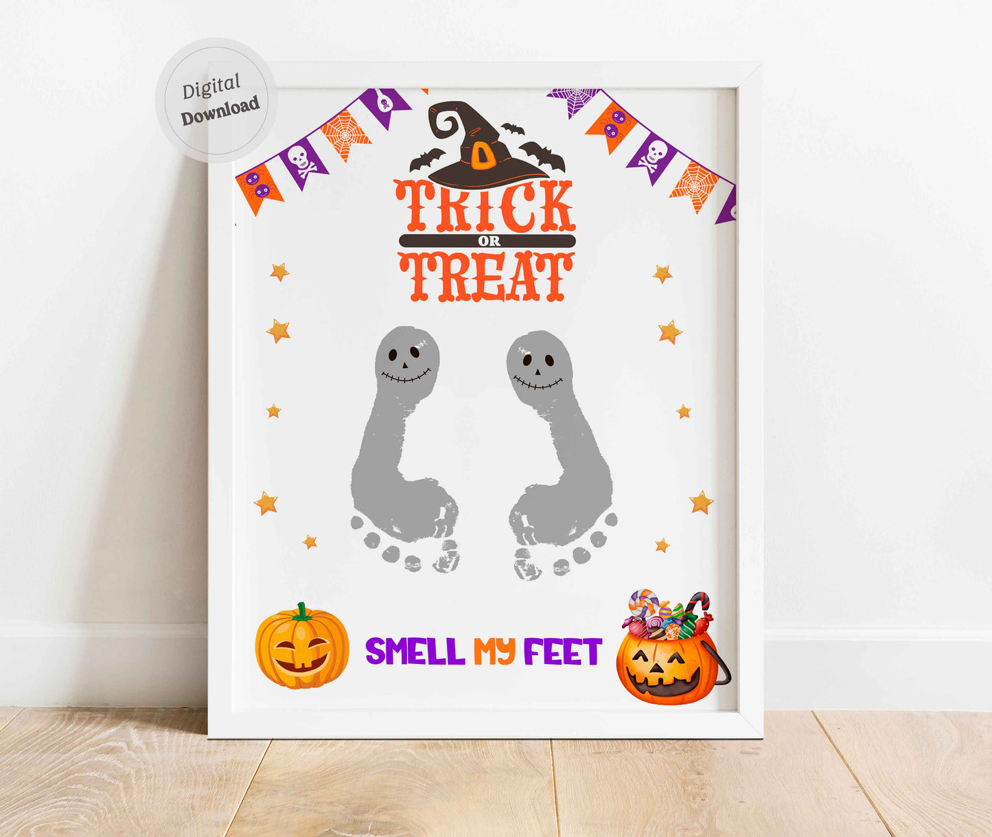 Ghost Halloween footprint art Trick or Treat download