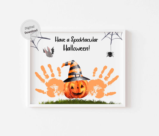 Halloween Pumpkin Handprint art Spooktacular